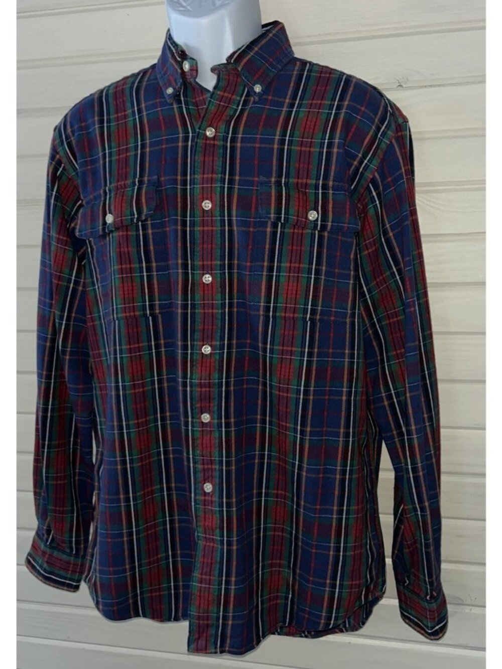 VTG Polo Ralph Lauren Sz MEDIUM Men's RL Workshirt Plaid Heavy Cotton EUC